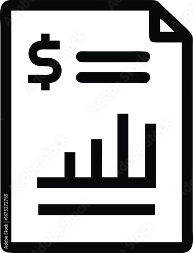 A financial report with a graph isolated on white background