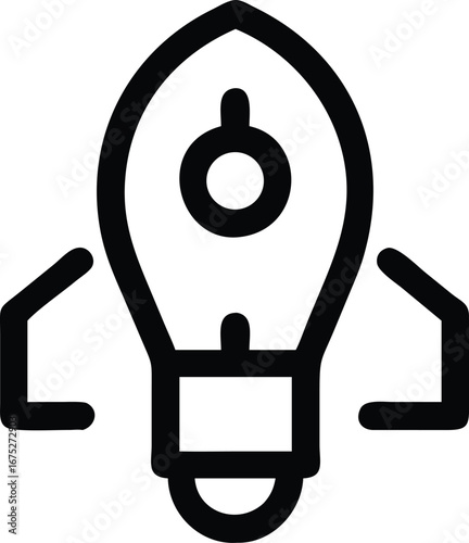 A rocket launch with a light bulb idea for a startup