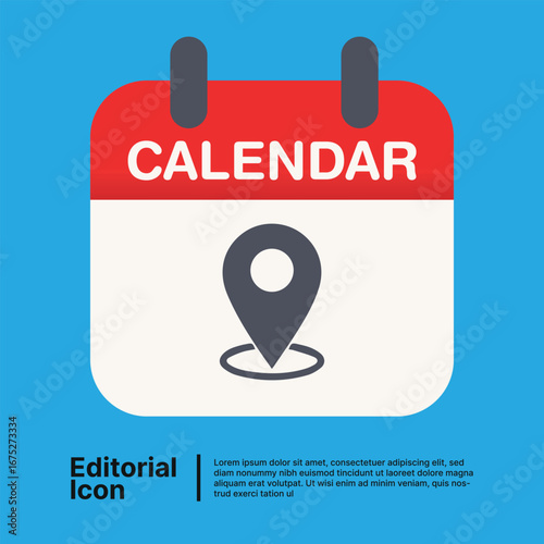 Calendar icon with a map location pin representing an event or appointment on a specific date