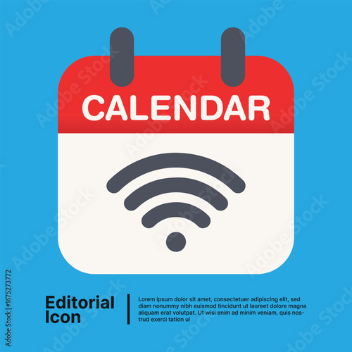Digital calendar with Wi-Fi signal icon for online event planning and internet scheduling