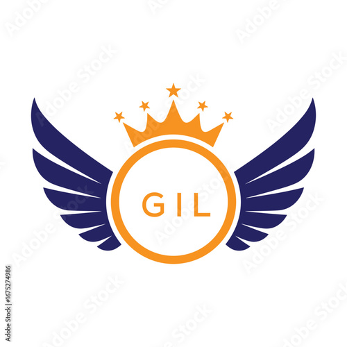 GIL Winged Crown Company logo. GIL Luxury Royal Company logo design for entrepreneur and business. GIL Brand Identity best icon.
