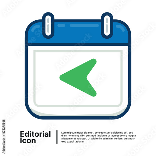 Vector illustration of a calendar with a back arrow indicating a previous date or schedule