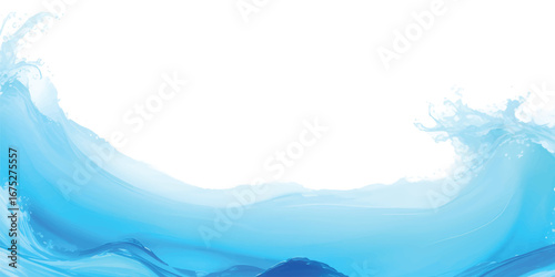 Abstract blue water wave illustration on white background. Vibrant Cartoon Ocean Wave Vector with Splash and Foam on White Background – Perfect for Summer Party Designs.