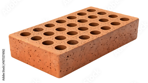 high quality red brick with holes isolated on transparent background