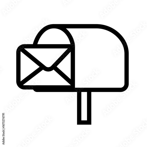 Mailbox Icon, Mail Delivery - Envelope Entering in Open Post Box-1