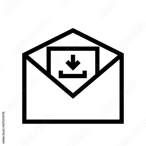Email Envelope Download Attachment Icon - E-mail open envelope