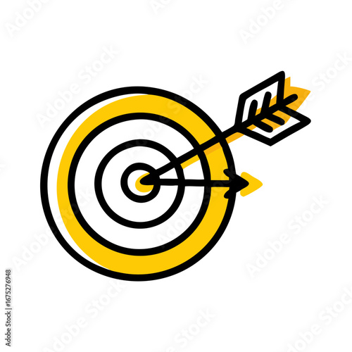 Dart arrow hitting the red center of a target, symbolizing success and business goals