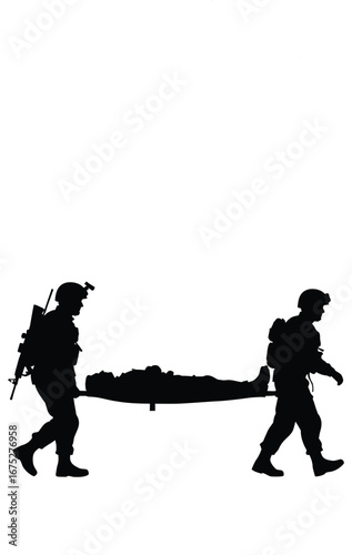 Silhouette of a battlefield stretcher isolated on white background