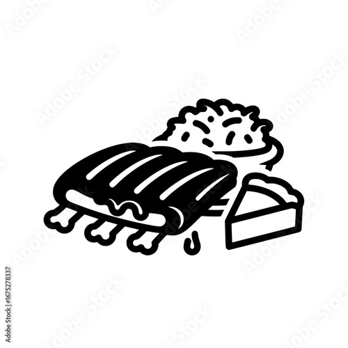 Barbecue ribs with transparent background
