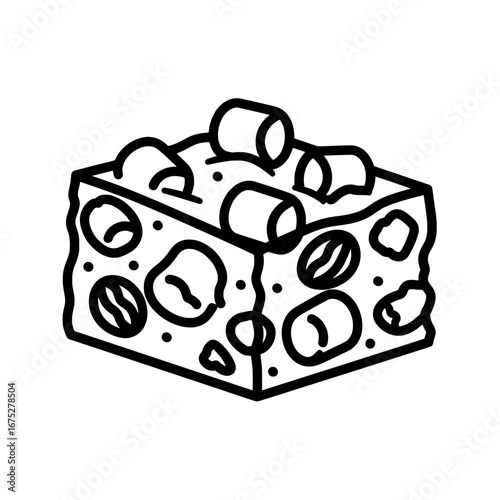 Black and white outline of cheese with transparent background