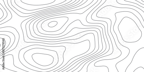 Abstract luxury topographic contour lines in black on white background, wavy map pattern with grid design, modern geography vector illustration