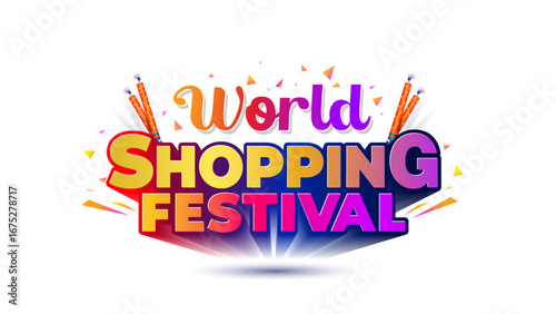 World Shopping Festival, Festive sale, offer and deals advertisement logo unit design.