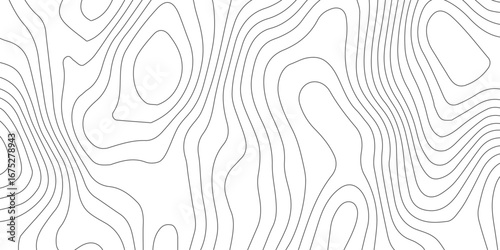 Abstract luxury topographic contour lines in black on white background, wavy map pattern with grid design, modern geography vector illustration