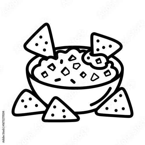 Chips with salsa and nachos on black background