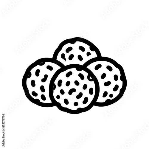 Cluster of cookies with transparent background