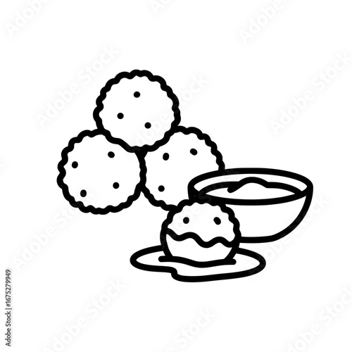 Cookies with chocolate chips and bowl on transparent background