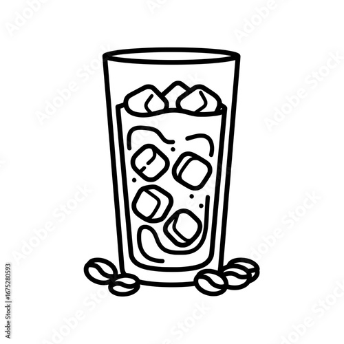 Glass of iced soda with transparent background