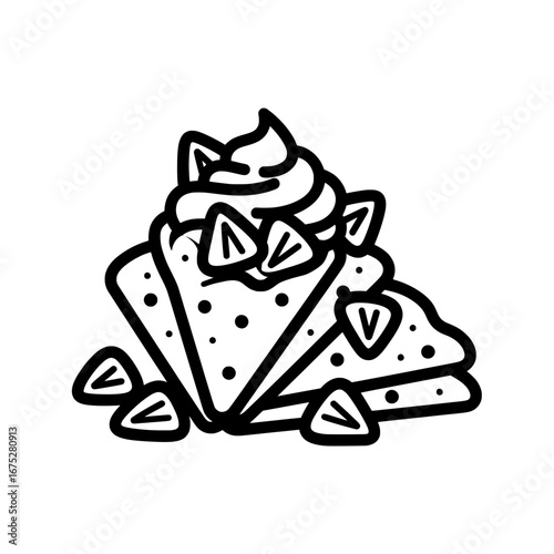 Ice cream cones with sprinkles and fruit slices with transparent background