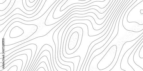 Abstract geographic contour map seamless illustration with mountain terrain relief, white topographic lines, dark background, paper texture, elevation mapping design.