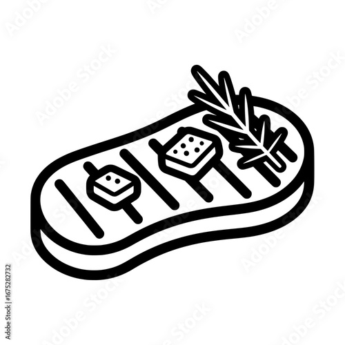 Raw steak with herbs and seasoning with transparent background
