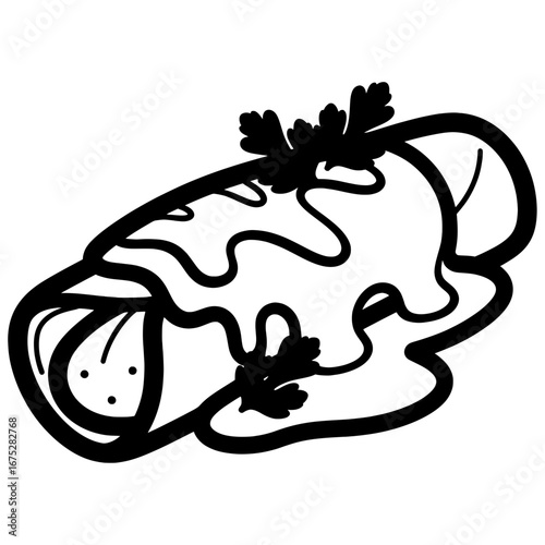 Salmon fillet with herbs on transparent background