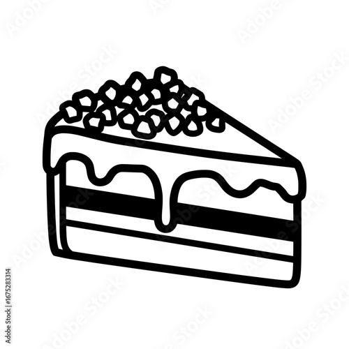 Slice of chocolate cake with transparent background