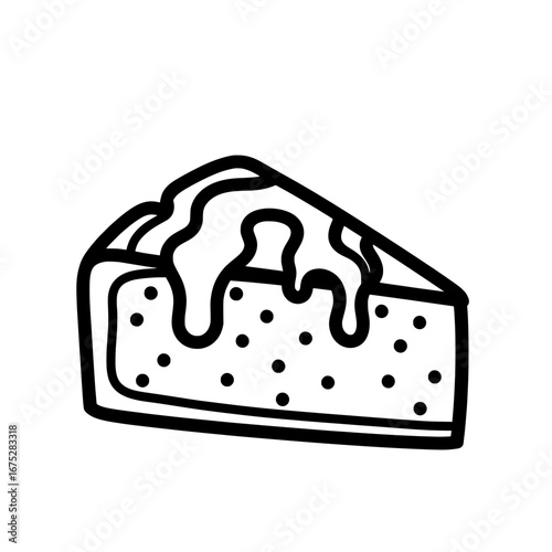 Slice of chocolate cake with transparent background