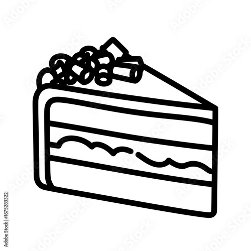 Slice of layered cake with transparent background