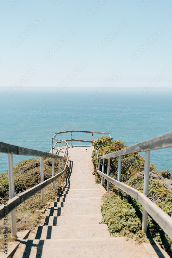 Obraz premium Path leading down to Pacific Ocean overlook in Northern California