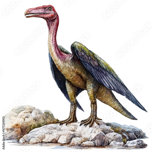 watercolor vector of Quetzalcoatlus, isolated on a white background.