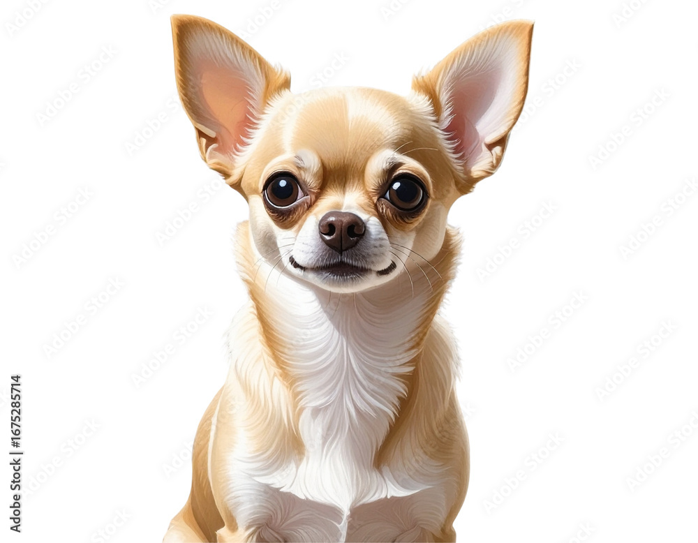 Obraz premium Realistic Chihuahua Dog Illustration Sitting Pose, Isolated PNG