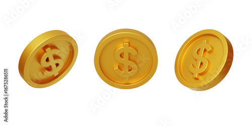 Us dollar $International trade currency Gold Coin 3D