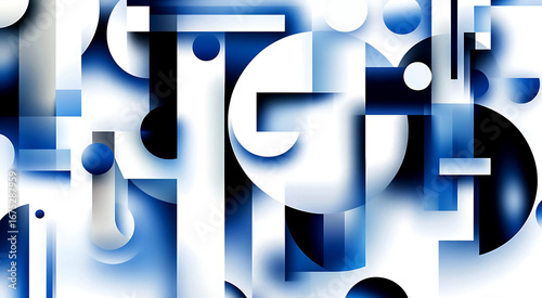 Abstract Blue Geometric 3D Shapes Background