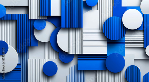 Abstract Blue Geometric 3D Shapes Background