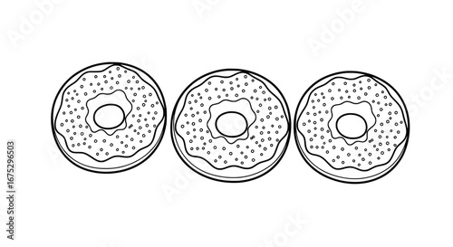 Three donut slices with transparent background