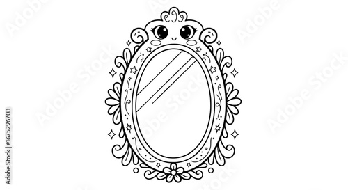 Decorative ornate mirror with transparent background