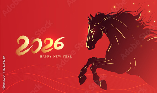 Horizontal version Lunar New Year poster 2026 New Year background