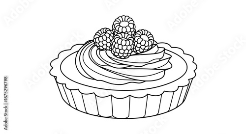 Blackberry tart with transparent background