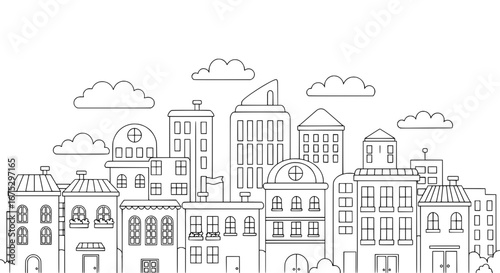 city skyline outline with transparent background