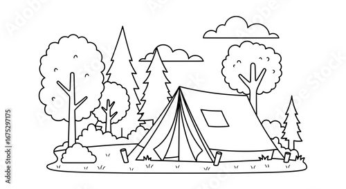 Camp tent with transparent background
