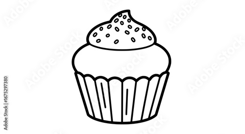 Cupcake with sprinkles on transparent background