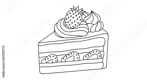 Strawberry layered cake with transparent background