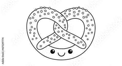 Smiling animated pretzel with transparent background