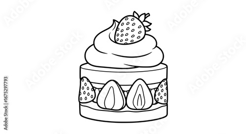 Strawberry shortcake with transparent background