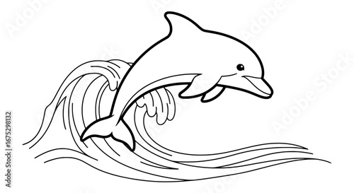 Dolphin leaping over waves with transparent background