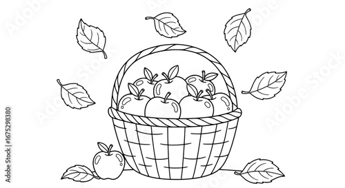 Basket of apples with transparent background