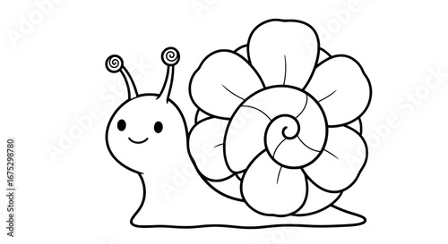 Cute snail with flower on transparent background