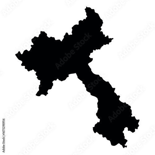 Minimalist black silhouette map of laos country outline