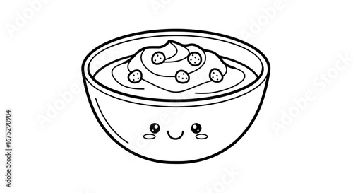Kawaii bowl of spaghetti with transparent background