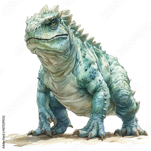 Pachycephalosaurus, watercolor illustration vector, isolated on a white background.